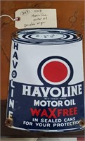 Havoline motor oil can porcelain sign 11x8