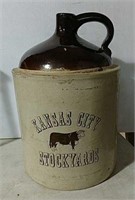 Western stoneware 5-gallon jug with advertising