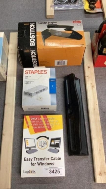 Staples usb hub, stapler, laplink cable