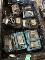 Assorted Makita and Bosch Chargers