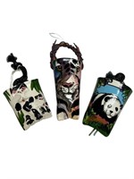 Artist signed animal themed hanging wall pockets