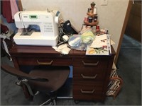 Brother Sewing Machine, Cabinet and supplies