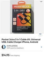 Pocket Juice 3 in 1 Cable 6ft