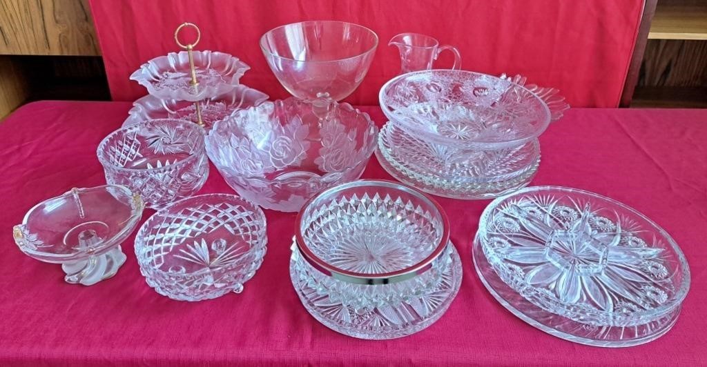 Large assortment of glassware serving dishes!