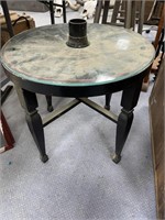 Glass Top Wagon Wheel Table 21"Dia x 21"H