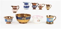 Nine Pieces of English Ceramics / Lustreware