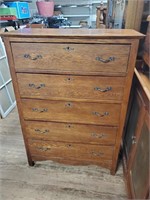 Antique Oak 5 Drawer Dresser-45t x 33w x 16d