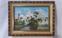 Beautiful Framed Handpainted Tropical Waterscape