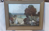 Beautiful Framed Country Town & Landscape Foil Art