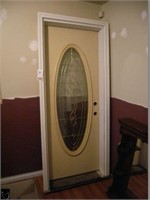 32" door frame w/ door & oval glass insert