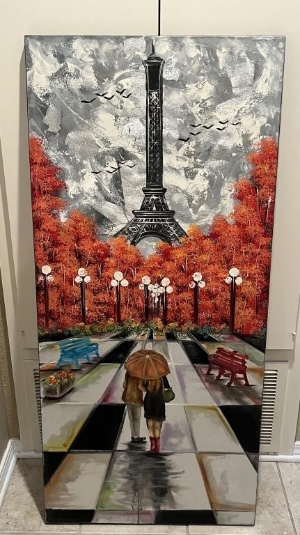 Acrylic on Canvas Painting of Eiffel Tower Paris