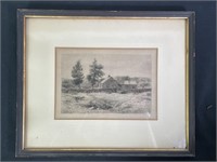 1890 Cabin Etching By L.U. Yale