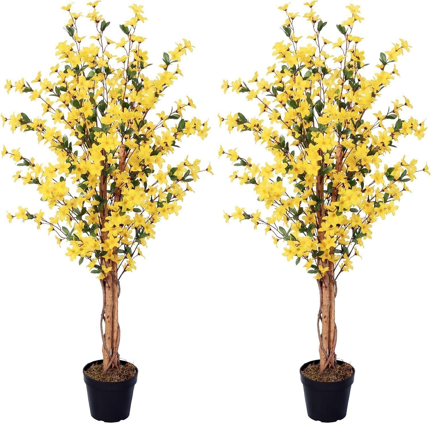 AMERIQUE Artificial Bright Yellow Forsythia Plants