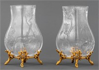Baccarat Attr. Japonisme Gilt Bronze Mounted Vases