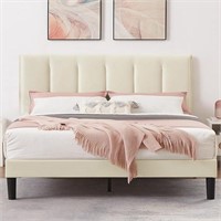 VECELO Queen Bed Frame with Upholstered Headboard