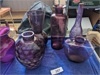 Purple Glass Vases, & Bottles
