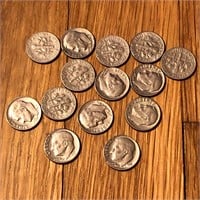 (14) 1970's Roosevelt Dime Coins