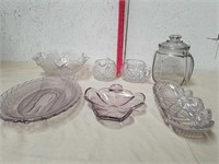 Group of collectible glassware some with a light