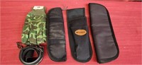 Padded knife cases, canvas rifle sling, camo