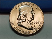 OF) 1959 Gem proof silver Franklin half dollar