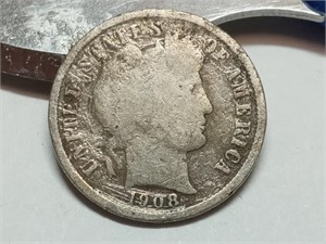 OF) 1908 Silver Barber dime