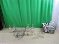 Wire Basket, Qt Milk Bottles- 6 ct, cream