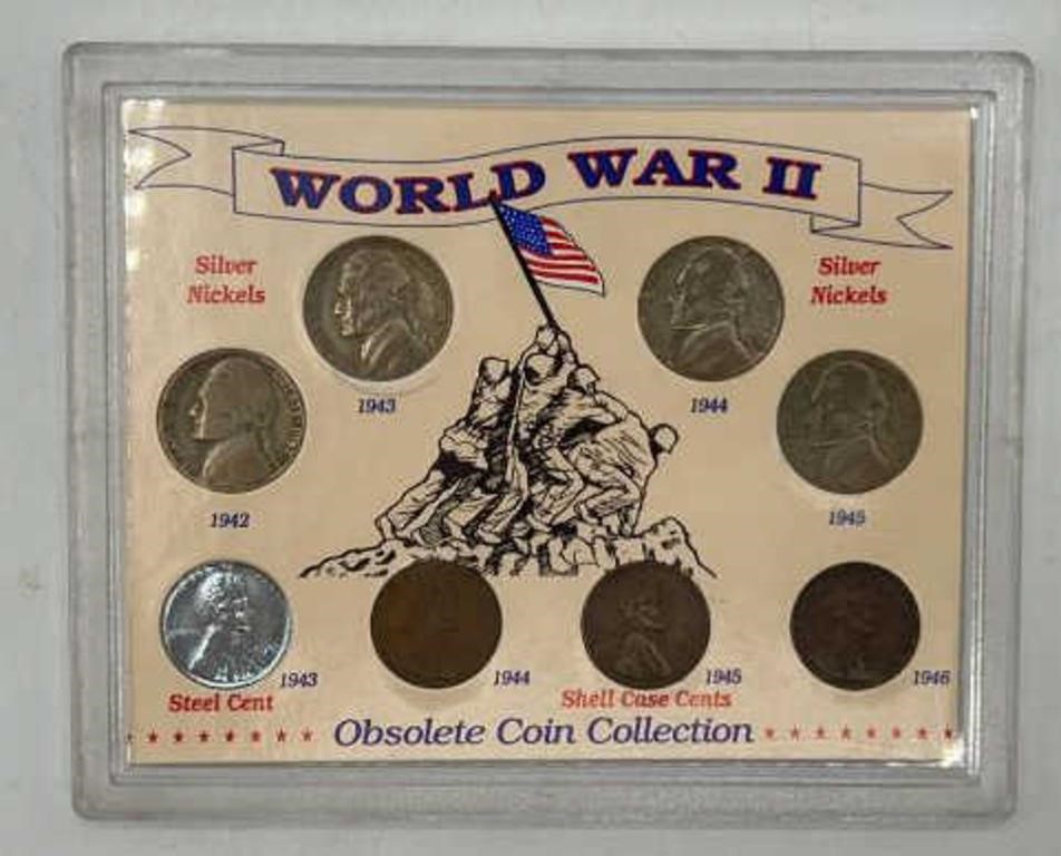 World War 2 Coins: 4 Silver Nickels & 4 Pennies