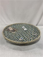 BAMBOO WOVEN  TRAY BLUE 20IN