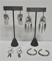 (4) Pairs Of Earrings (One Pair Marked Sterling)