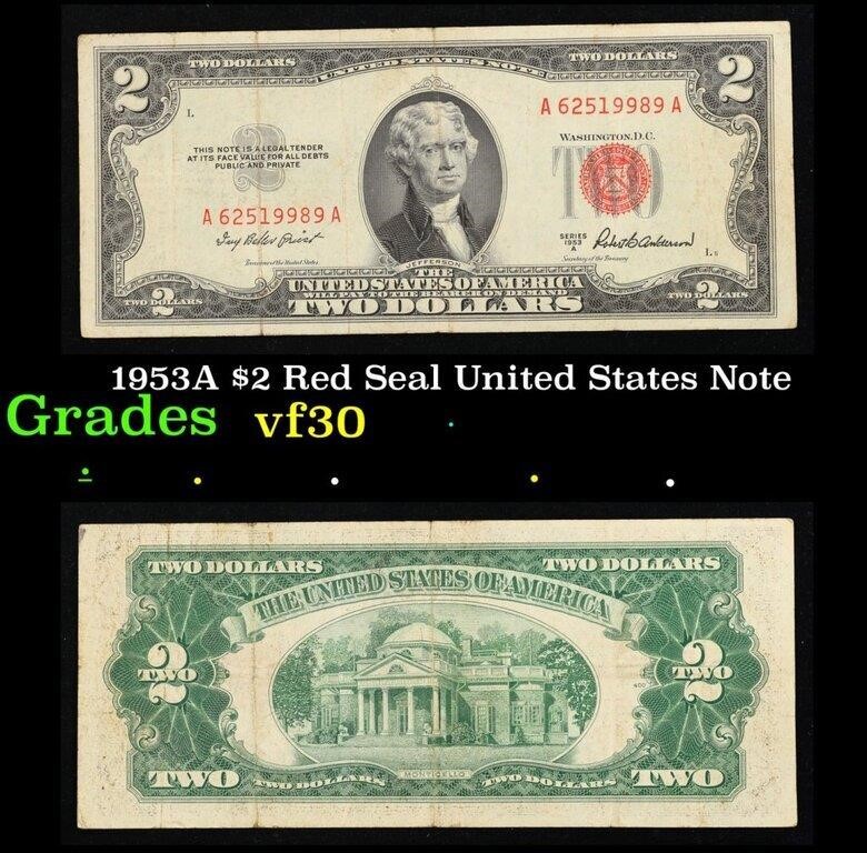 1953A $2 Red Seal United States Note Grades vf++