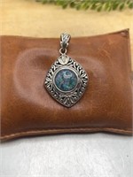 Sterling Silver Mosaic Opal Pendant. Marked but