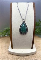 18 Inch Sterling Silver Necklace with Teardrop