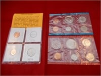 4- OLD PROOF COINS & 1971 US MINT SET