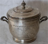 HEAVY STERLING SILVER COVERED ICE BUCKET,