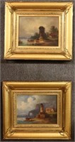 TWO 19TH C. OIL ON CANVAS PAINTINGS BY SAME