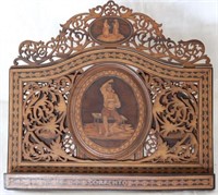 ORNATELY CARVED AND INLAID BOOK REST,