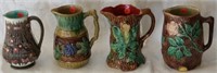 FOUR MAJOLICA PITCHERS TO INCLUDE