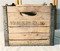 Old Wooden Dairy Milk Crate Youngs 55