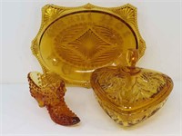 Amber Glassware (Want Not Platter, Boot, Candy)