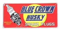 Tin Embossed Blue Crown Husky Spark Plugs Sign