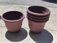 Five 12" Burgundy Planters "Ariana"