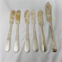 (6) Silver Plate Butter Knives