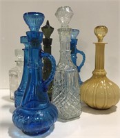 Antique colored glass decanters