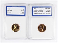 (2) GRADED PROOF LINCOLN CENTS