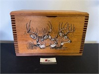 Wood ammo box with deer