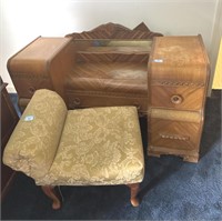 DEPRESSION ERA VANITY AND STOOL - NO MIRROR