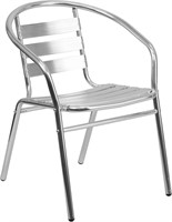 4 Slat Chairs, Indoor/Outdoor Chairs Set, Silver