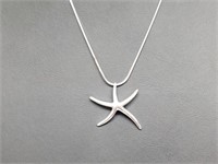 .925 Sterling Silver Starfish Pendant & Chain
