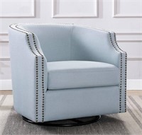Retails $634 Sky Blue Swivel Barrel Chair, Blue