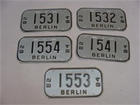 Five BERLIN Bike License Plates